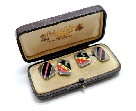 Silver &amp; enamel pair of cufflinks in original Watherston (Pall Mall East, London) retail box