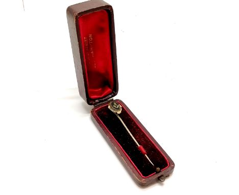 Antique Masonic gilt metal tie pin in original retail box (9cm)