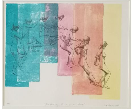 C L Stremple signed print 'She always lands on her feet' from a ltd ed of 5 - frame 39cm x 44cm