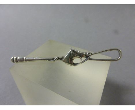 Silver Tie Pin in the form of a Horse Head and Whip