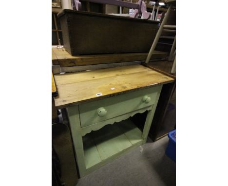 A Pine Preparation Table with drawer and under shelf 