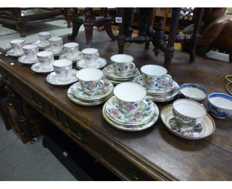 Two 19th century Blue and White Tea Bowls, 19th century Pink Lustre Cup and Saucers, 19th century Part Tea Service comprising