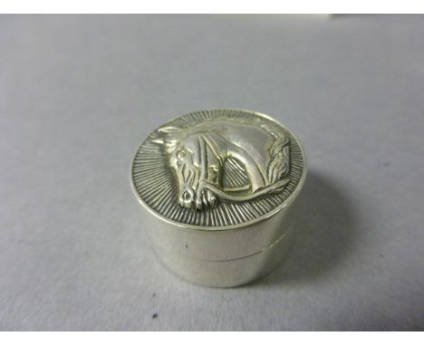 Silver Pill Box with horse design