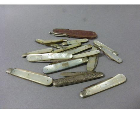 Fifteen Silver and Mother of Pearl Penknives