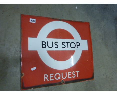 Enamel Sign 'Bus Stop Request'