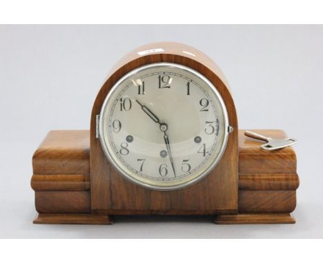 Art Deco Walnut Cased Mantle Clock