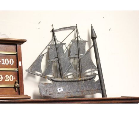 An Old Metal Weather Vane in the form of a Sailing Ship 