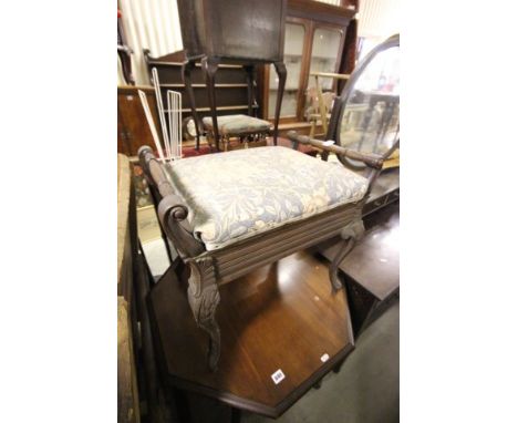 Edwardian Mahogany Piano Stool with Lift Lid and Upholstered Seat