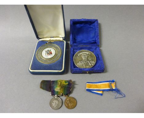 Pair of World War I Miniature Medals, Baden Powell Scouting Makeking Medal and Cased Football Medal