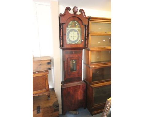 19th century Mahogany Longcase Clock with painted face marked W. Buxton, Bishop Auckland