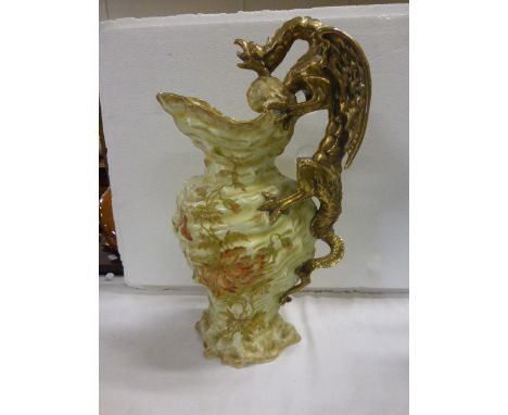 Victorian Bisque Jug with Dragon Handle (a/f)