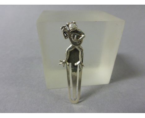 Silver Frog playing Musical Instrument Bookmark 