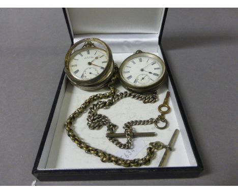 Two Silver Pocket Watches and Chains