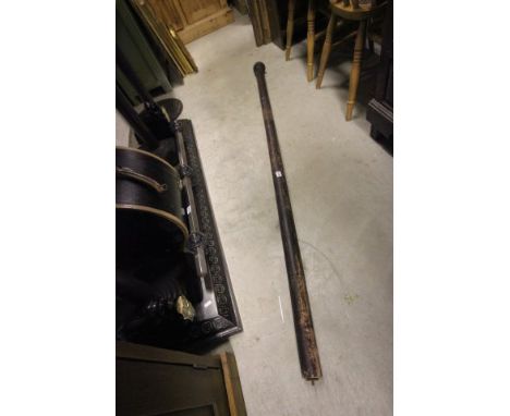 Large Vintage Wooden Curtain Pole and Rings