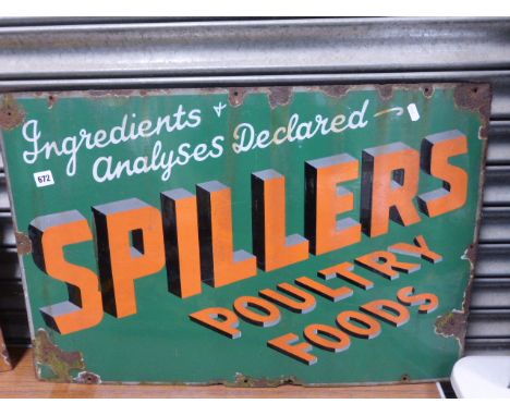 Enamel Sign 'Ingredients & analyses declared Spillers Poultry Food'