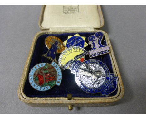 Six Vintage Enamel Butlins Badges 