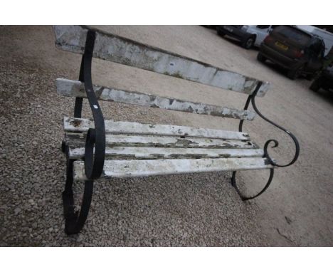 White Painted Garden Bench with Iron Frame