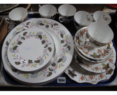 A XX Century Bone China Tea Service, with floral decoration, Shelley part dinner service "Ferndown" pattern.