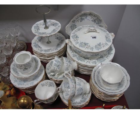 Royal Albert 'Silver Maple' Dinner and Tea Service, of approximately seventy seven pieces, gilt rim loss noted.