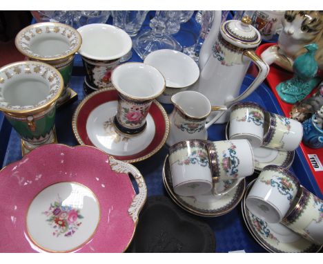 XIX Century Flight Barr Barr Vases, (damaged), Japanese tea service, XIX Century vases with hand painted floral decoration.