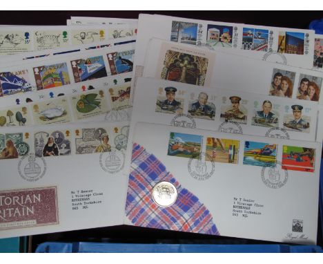 A Small Box With Over 100 G.B First Day Covers, mainly from the 1980's and 90's. Good condition neatly addressed.