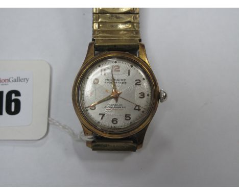 Mondaine; A Vintage Gent's Wristwatch, the signed dial with Arabic numerals and centre seconds, on later expanding bracelet.