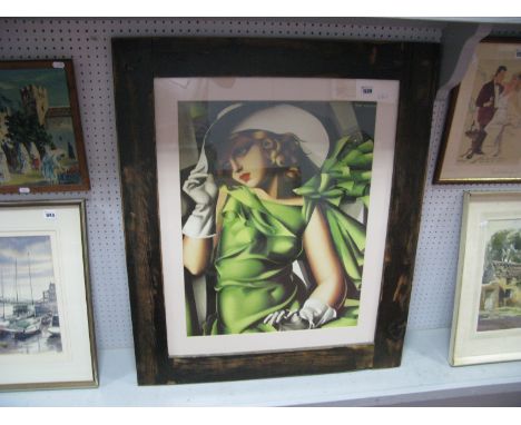After T.DC Lempicka, Young Lady with Gloves, coloured print, 63 x 48cm.
