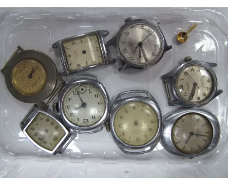 Ingersoll Crown, Ardan, Grand Prix Super De luxe and Other Vintage Wristwatch Heads, (no straps).
