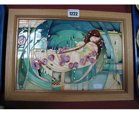 A Moorcroft Pottery Plaque, decorated in the 'Sleeping Beauty' design by Vicky Lovatt, numbered edition 117, first quality, 2