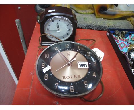 "Rolex" Metamec Electric Wall Clock, 20.5cm diameter, Smiths Bakelite cased mantel clock. (2)