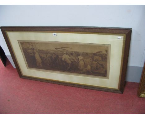 Robert Walker Macbeth, The Harvest Moon, sepia etching, published by Rob Dunthorne, 32 x 86cm, graphite signed lower left. 