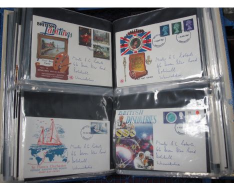A Collection of Over One Hundred First Day Covers, in an album from 1965 Communications to Philympia 1970 with values to £1. 