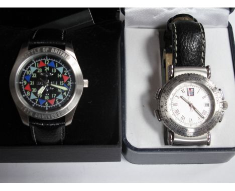 Danbury Mint "The Battle of Britain 75th Anniversary Watch", in original box; together with a modern Royal Navy gent's wristw