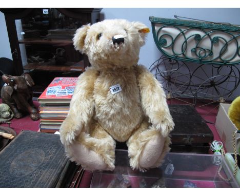 Steiff Gold Plush Teddy Bear, with black stitch nose, felt hand and feet, 000201 to label.