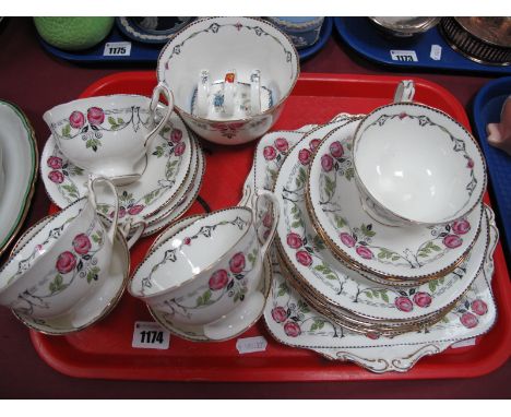 A Paragon China Tea Service, all with floral decoration (twenty pieces:- One Tray