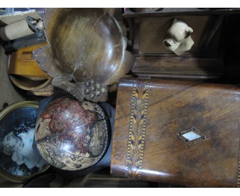 A XIX Century Walnut Box, stand, globe, etc:- One Box