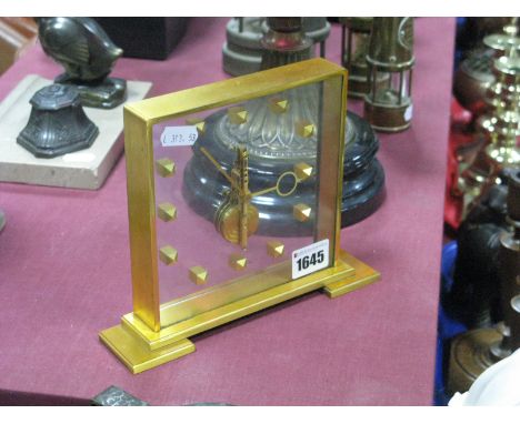 Jaeger LeCoultre Eight Day Mantel Clock, with banjo movement, on stepped base 15.5cm high, 20cm wide overall, 354 under base.