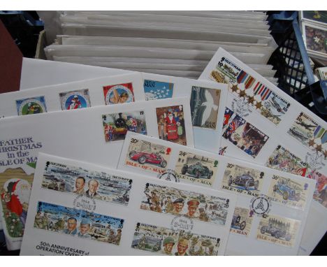 A Mixed Collection of Isle of Man and Guernsey First Day Covers Between 1981 and 2000 in Very Good Condition. Neatly typed ad