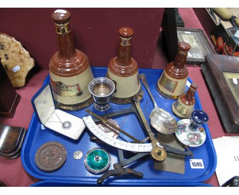 Wade Whisky Bells, balance scale, cutlery, medals, etc:- One Tray