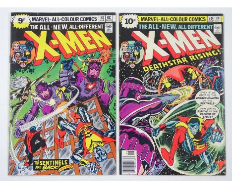 UNCANNY X-MEN #98 &amp; 99 (2 in Lot) - (1976 - MARVEL - UK Price Variant) - Includes First appearance of Black Tom Cassidy +