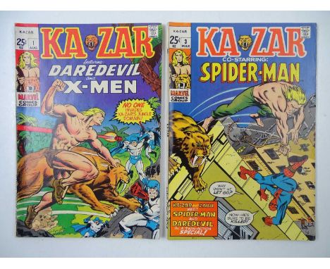 KA-ZAR #1 &amp; 3 - (2 in Lot) - (1970/71 - MARVEL) - Plunderer, Avengers, Spider-Man, Daredevil appearances + Hercules backu