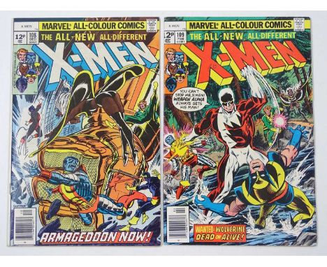 UNCANNY X-MEN #108 &amp; 109 (2 in Lot) - (1977 - MARVEL - UK Price Variant) - Includes First appearance of Vindicator (aka G