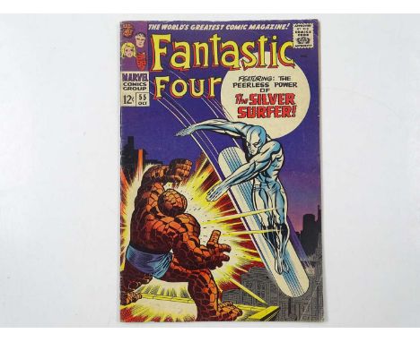 FANTASTIC FOUR #55 (1966 - MARVEL) - Fourth appearance of Silver Surfer as he battles the Thing - Lockjaw appearance- Jack Ki