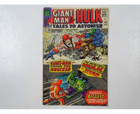 TALES TO ASTONISH #63 (1965 - MARVEL - UK Cover Price) Hulk &amp; Giant-Man features + Origin of the Leader - Jack Kirby cove