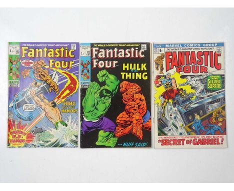 FANTASTIC FOUR #103, 112, 121 - (3 in Lot) - (1970/72 - MARVEL - UK Price Variant) - Includes Sub-Mariner, Magneto, Namora, H