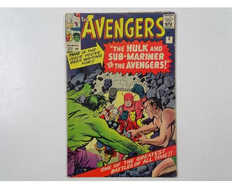AVENGERS #3 - (1964 - MARVEL - UK Price Variant) - First Hulk / Sub-Mariner team-up (Defenders) + Iron Man, Thor, Hulk, Ant-M
