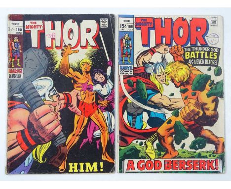 THOR #165 &amp; 166 - (2 in Lot) - (1969 - MARVEL - UK Cover Price &amp; UK Price Variant) - Includes First &amp; Second full