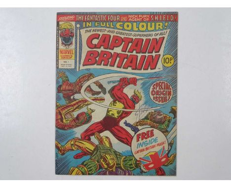 CAPTAIN BRITAIN #1 AUTOGRAPHED BY STAN LEE  (1976 - BRITISH MARVEL) - Signed to the front cover by STAN LEE + Origin and Firs