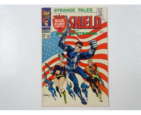 STRANGE TALES # 167 - (1968 - MARVEL - UK Cover Price) - Classic flag cover by Jim Steranko with interior art by Steranko on 