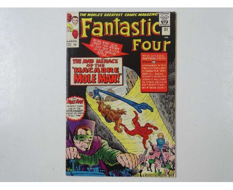 FANTASTIC FOUR #31 (1964 - MARVEL - UK Price Variant) - Early Avengers crossover + Mole Man appearance + First appearance of 
